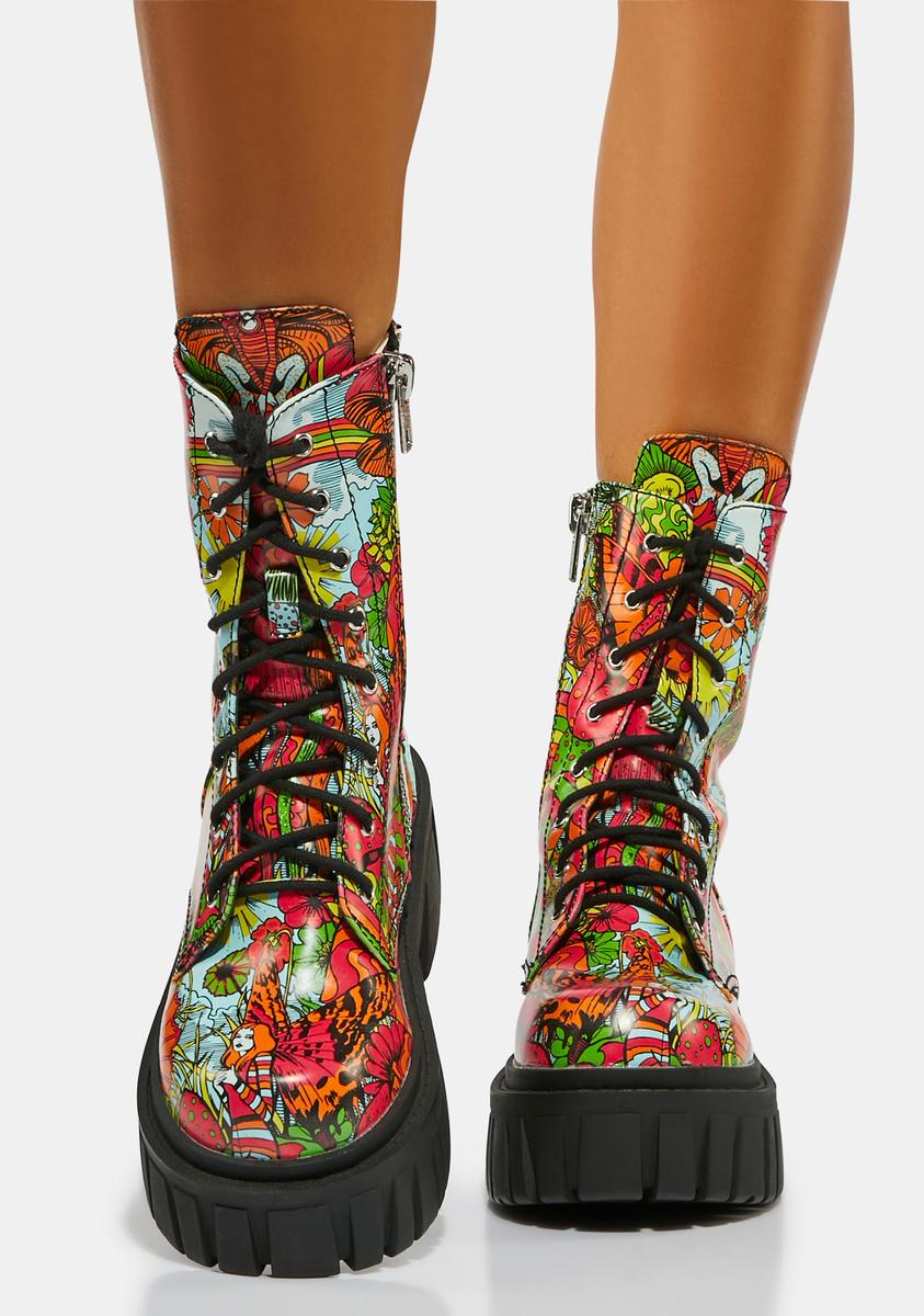 Scenic Route Combat Boots - Rainbow