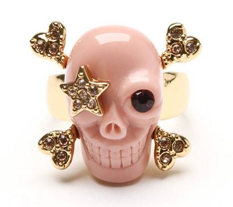 Star Patch Skull Ring - Pink