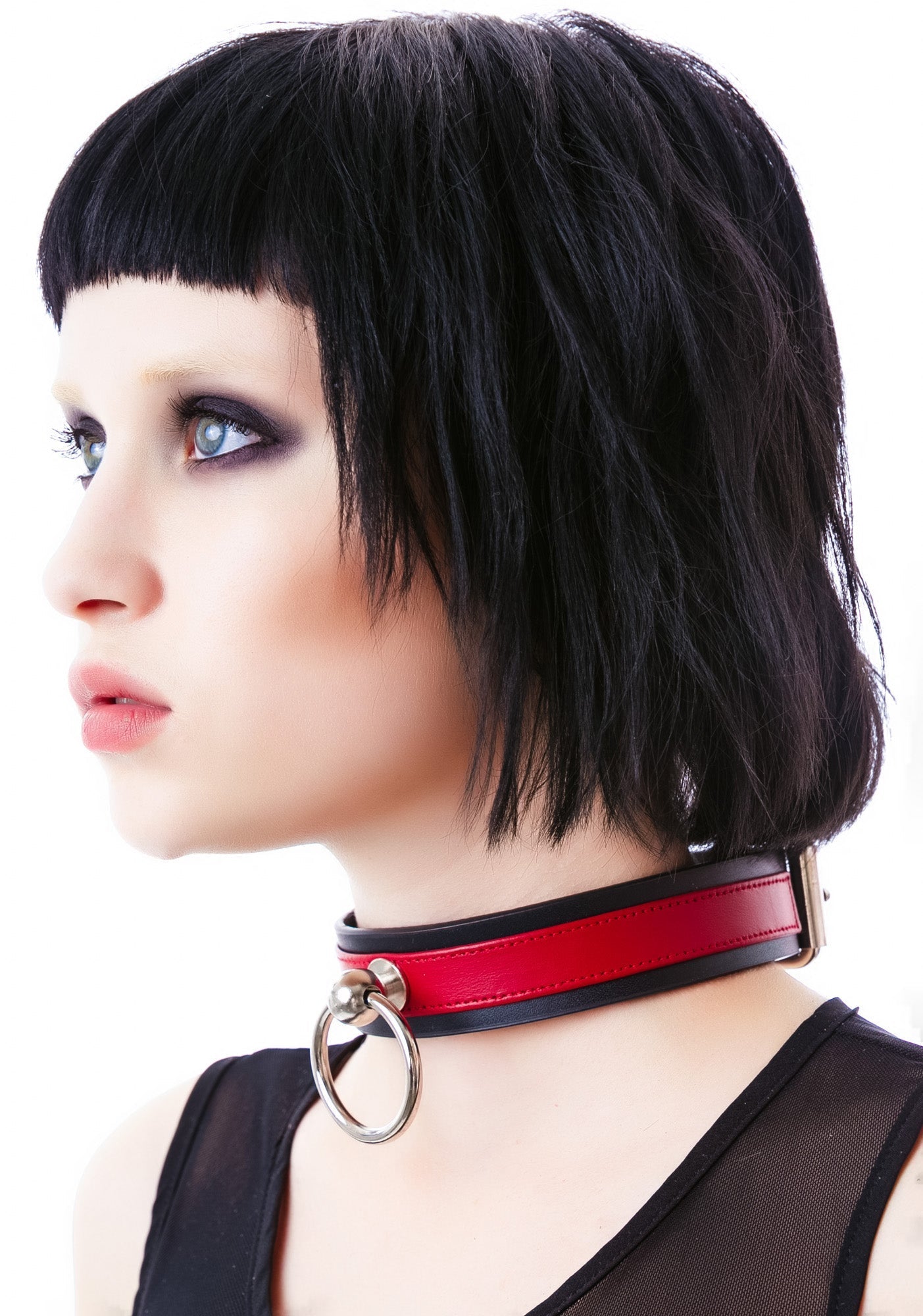 Saddle Stud O Ring Choker - White