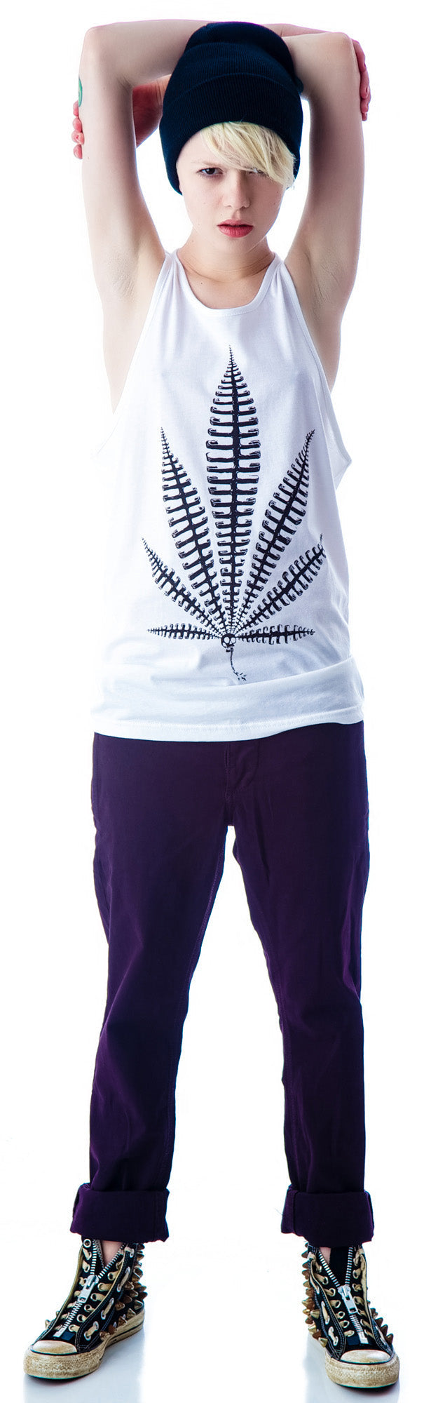 Weed Bone Tank Top - White