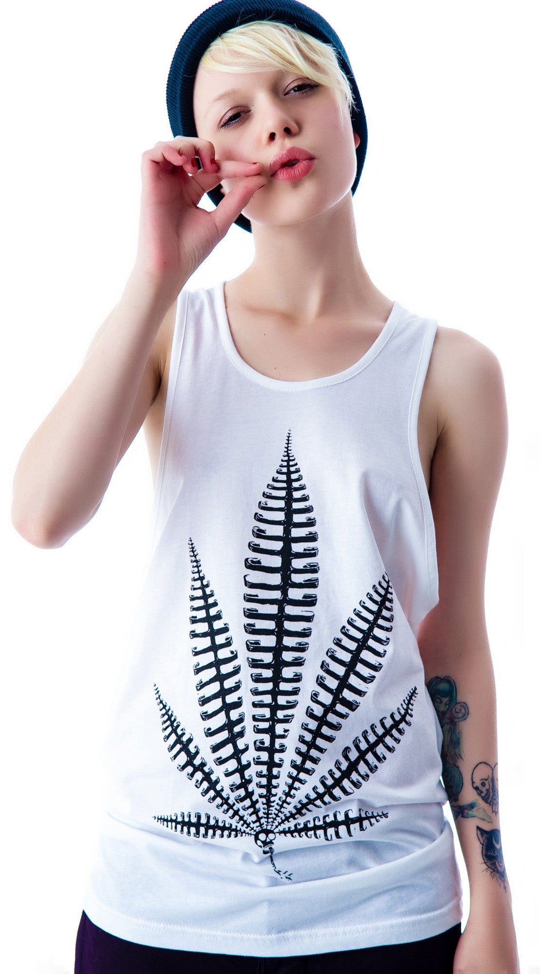 Weed Bone Tank Top - White