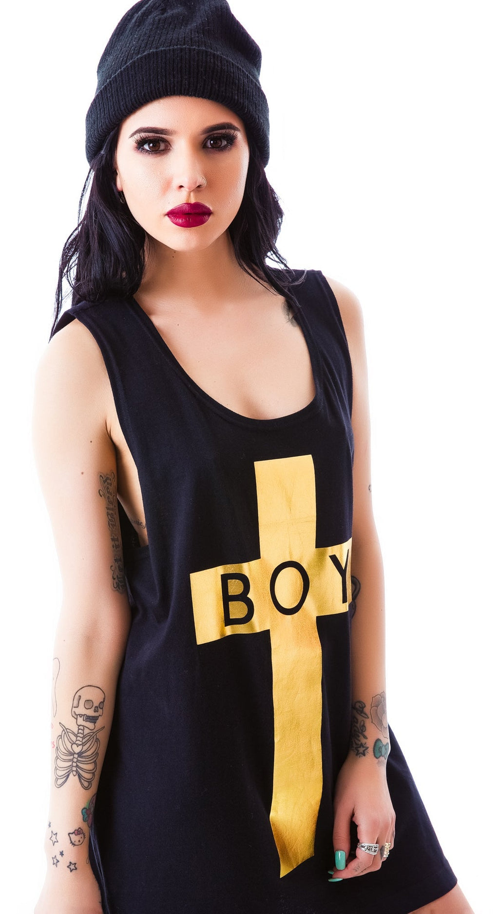 x BOY London Boy Cross Oversized Tank - Black