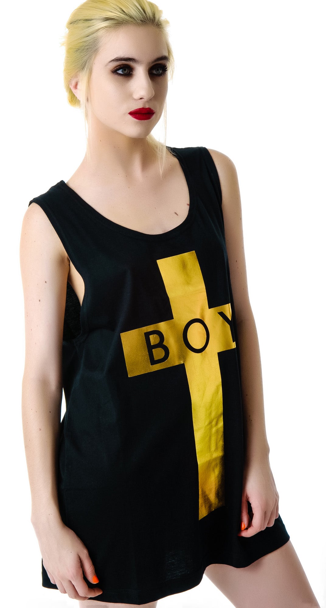 x BOY London Boy Cross Oversized Tank - Silver
