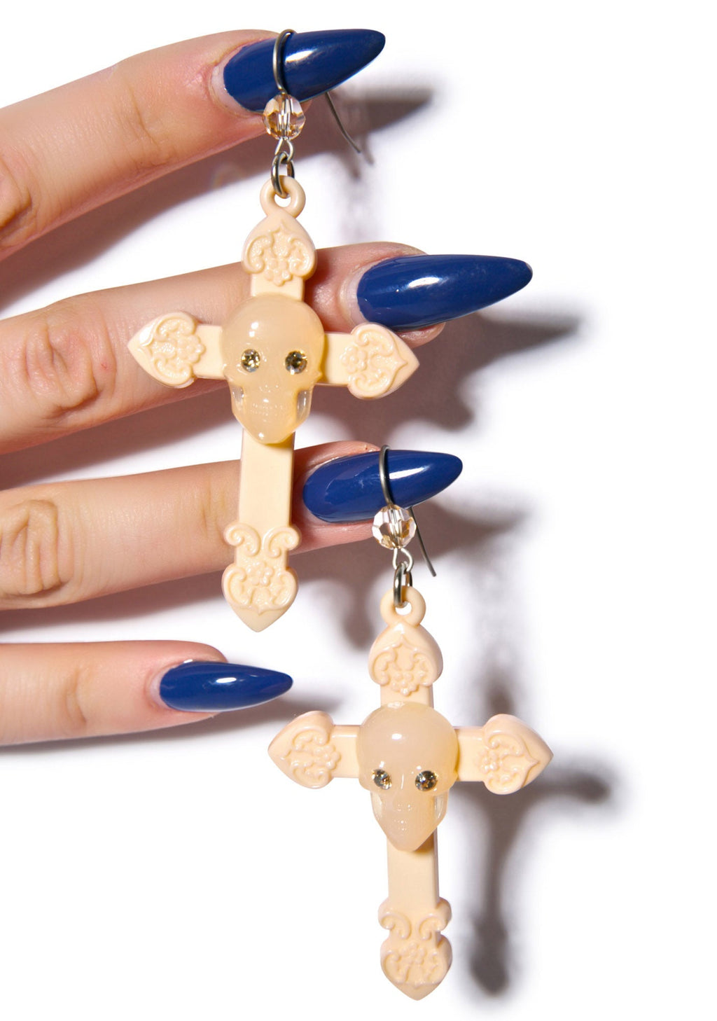 Skull And Cross Drop Earrings - Black