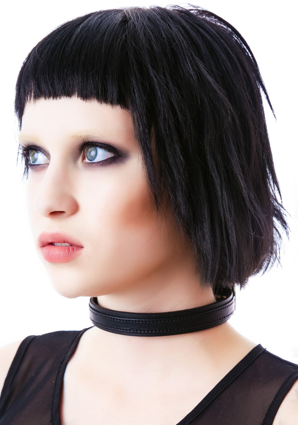 Strap Tease Leather Choker - Purple