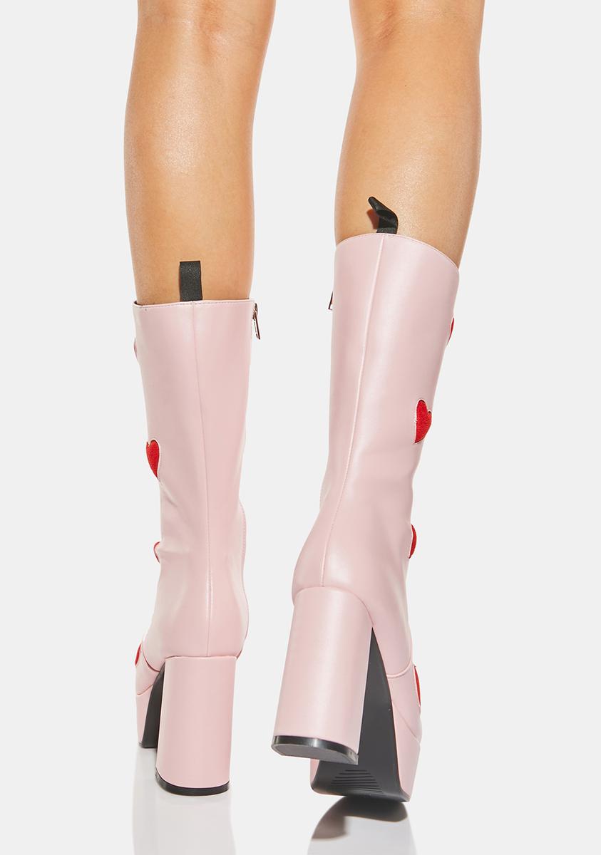 Game Of Love Platform Boots - Light Pink