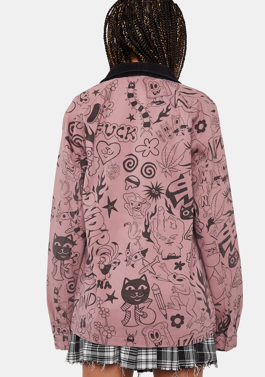 We Don't Care Coaches Jacket - Light Pink