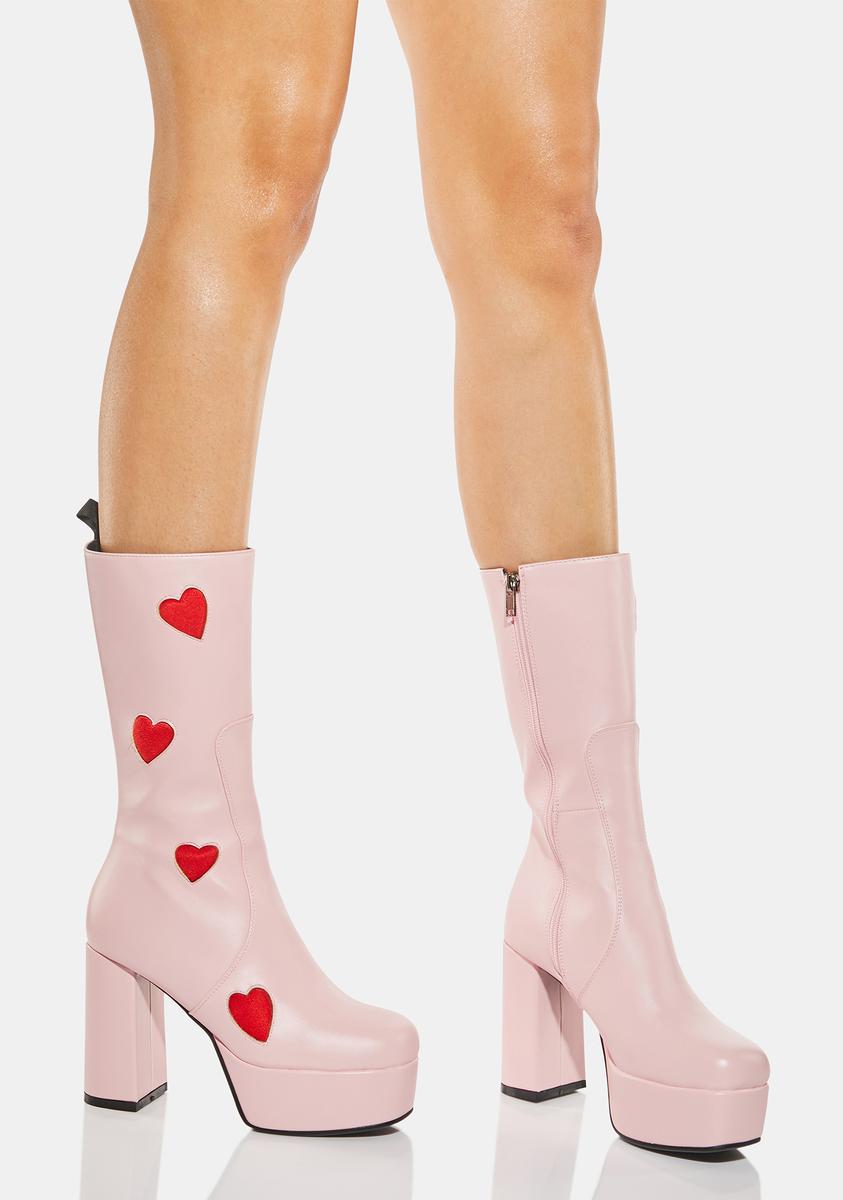 Game Of Love Platform Boots - Light Pink