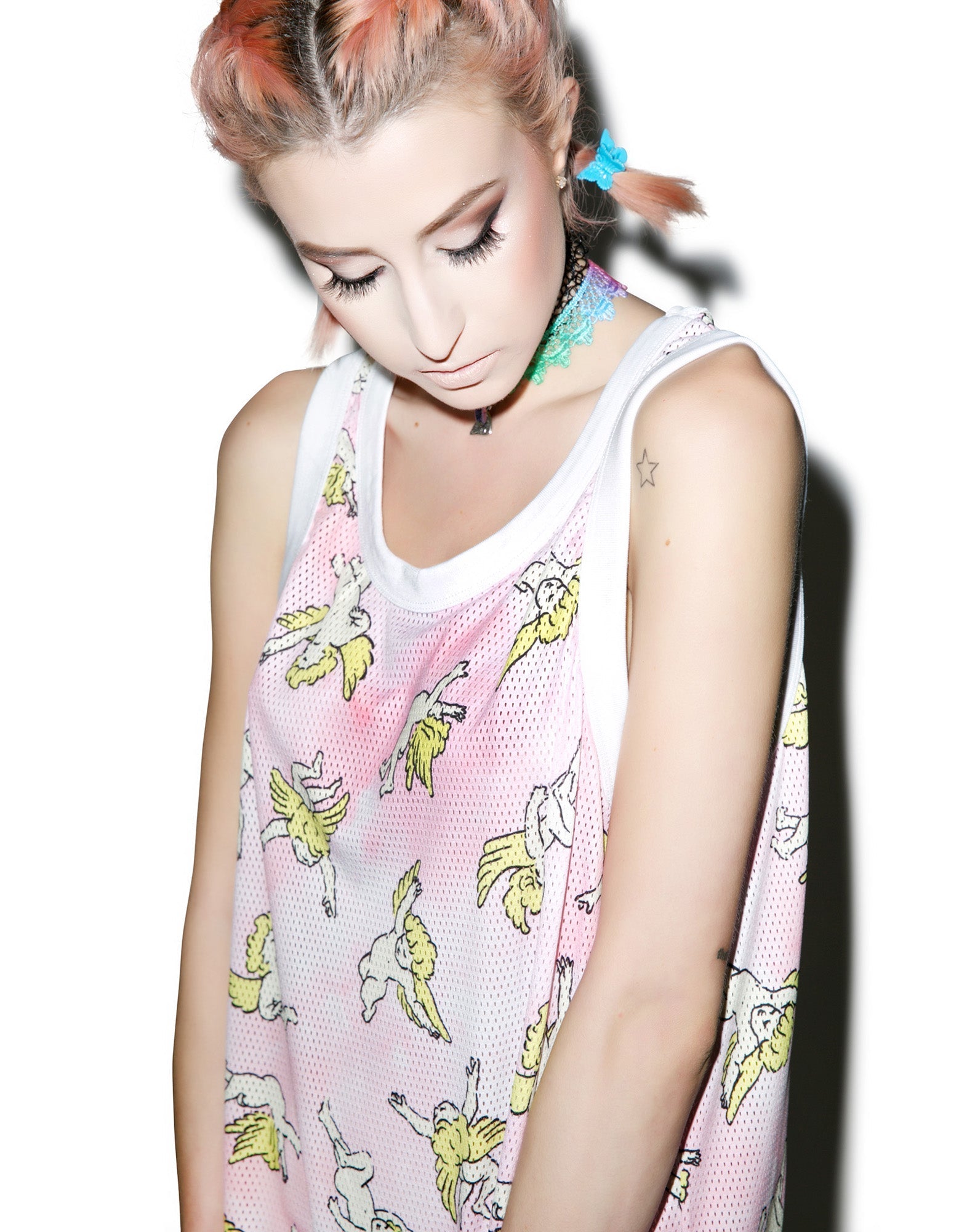 Risen Sky Mesh Tank - Light Blue