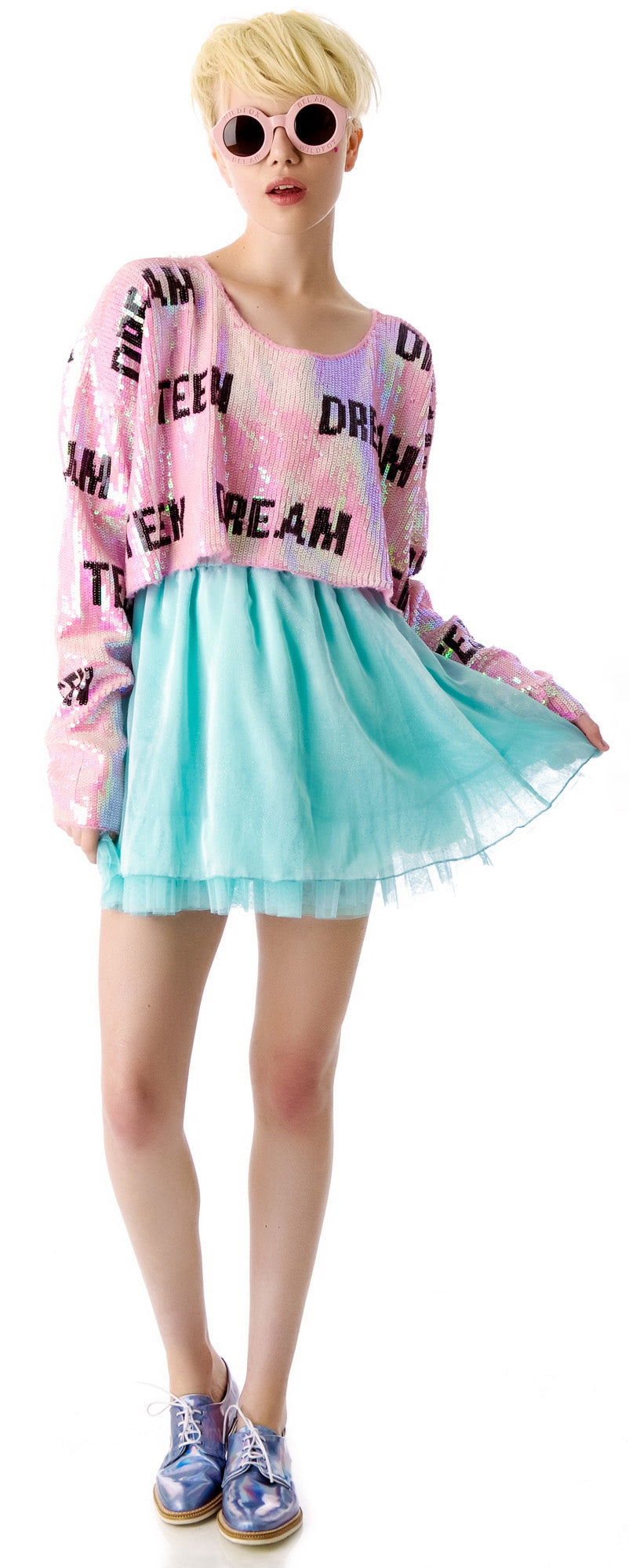 Teen Dream Billy Crop Sweater - Pink