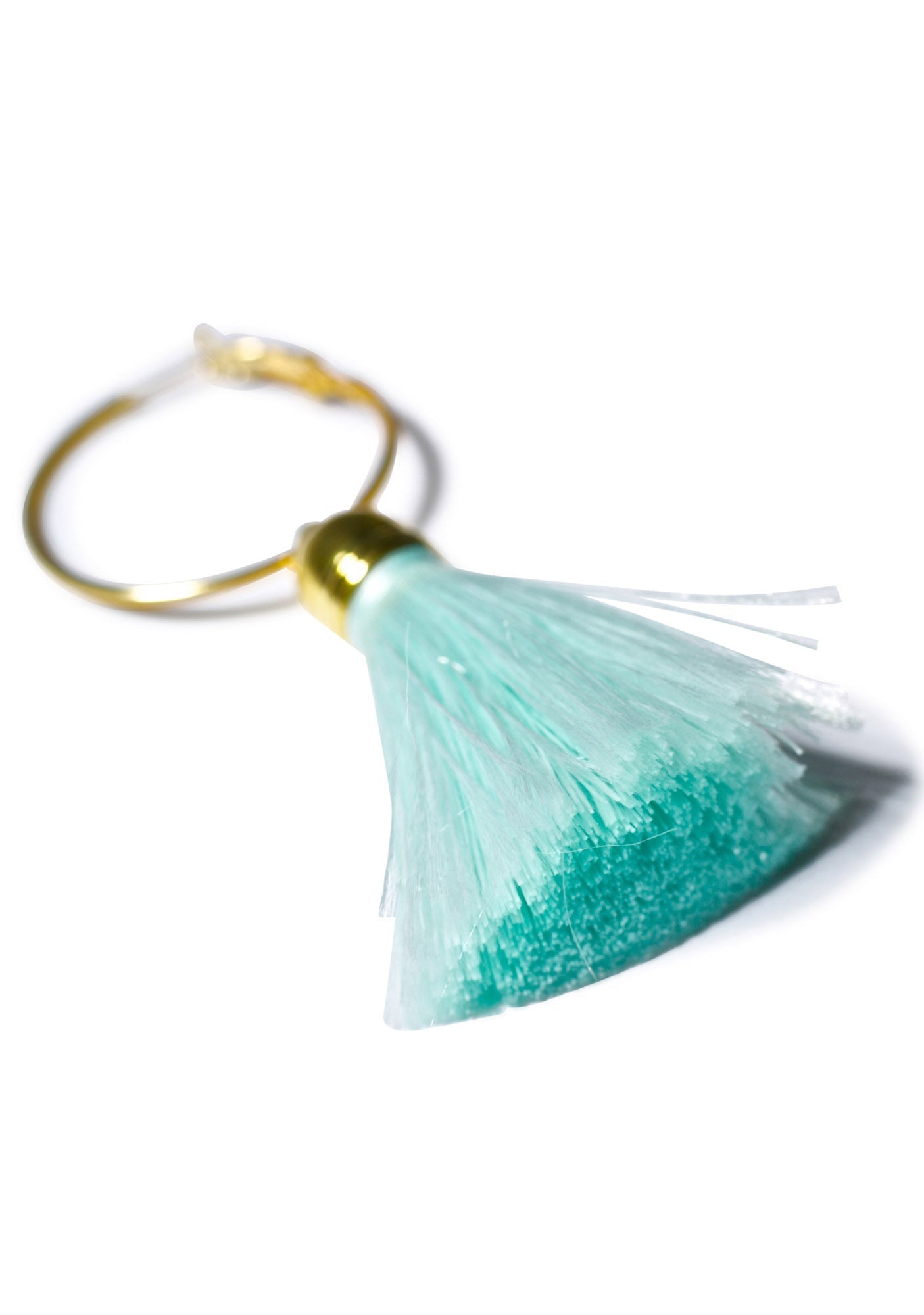 Harper Hoop Tassel Earrings - Light Blue