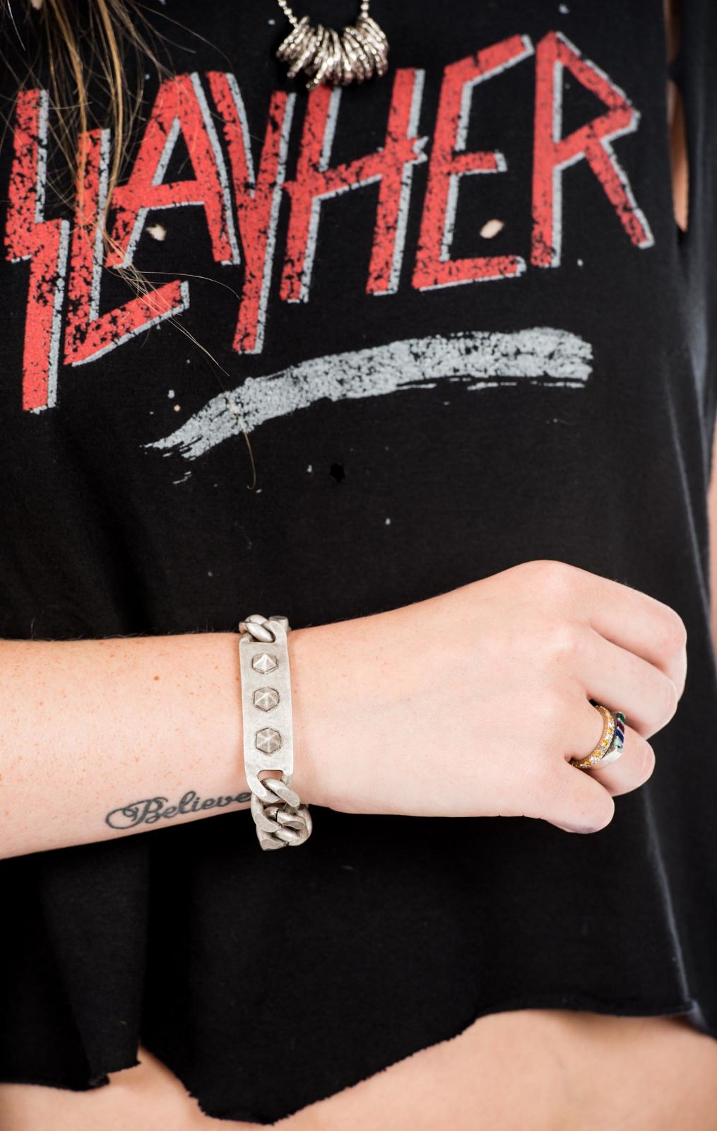 Pyramid Stud ID Bracelet - Silver