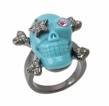 Star Patch Skull Ring - Pink