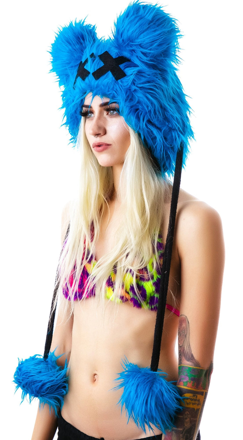 Dead Mouse Furry Hood - Light Blue