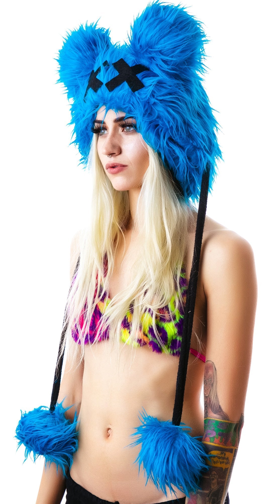 Dead Mouse Furry Hood - Light Blue