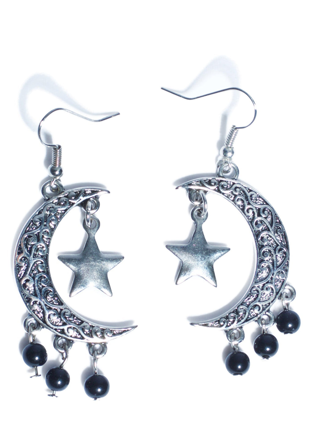 Eternal Moon And Stars Earrings - Silver