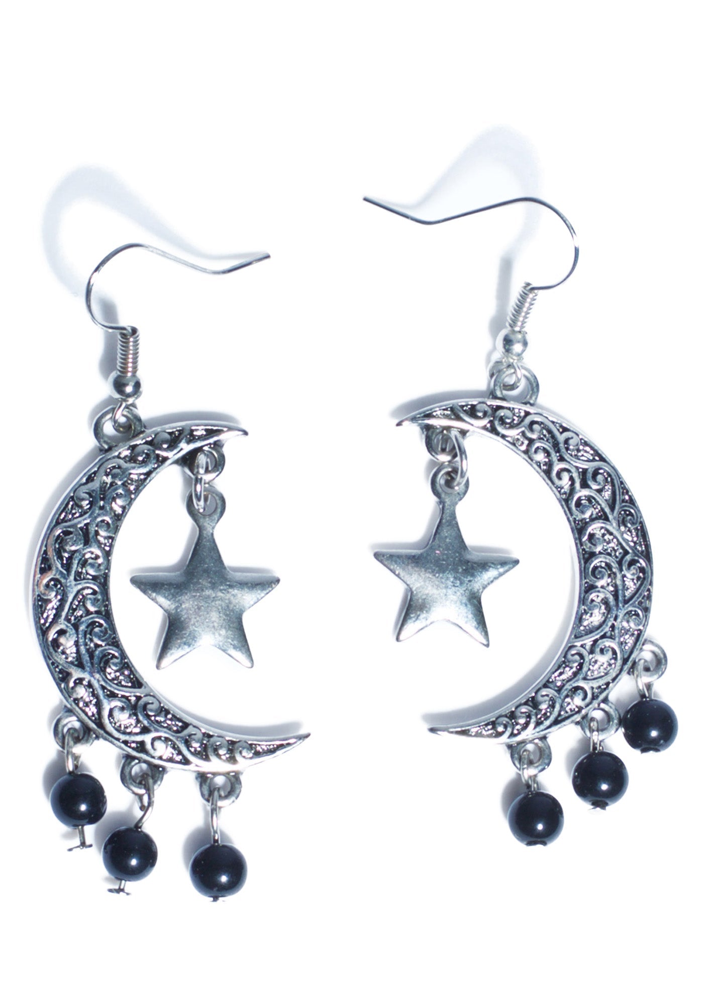 Eternal Moon And Stars Earrings - Silver