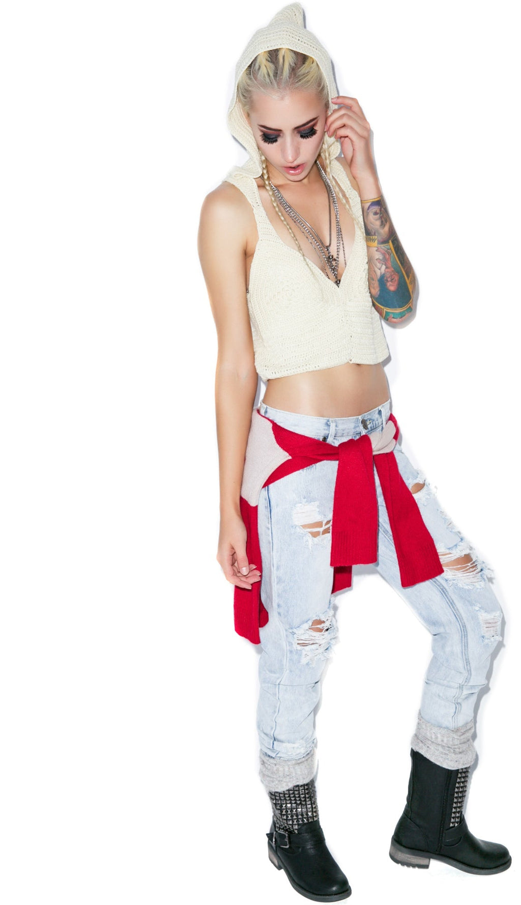 Mellow Out Crochet Crop Top - Light Brown