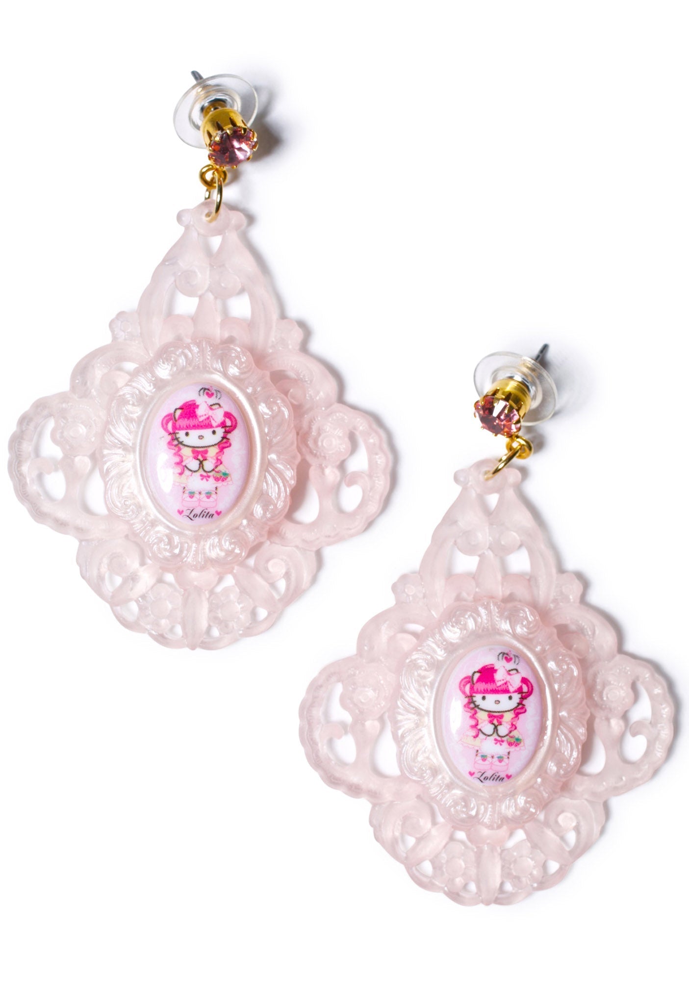 Gothic Lolita Baroque Earrings - Black