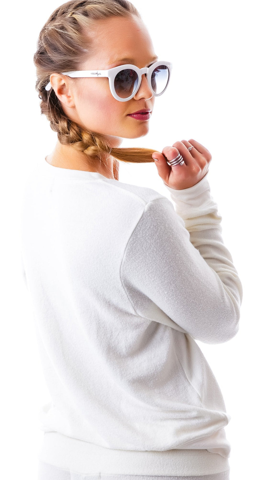 Rainbow Fawn Vintage Varsity Baggy Beach V Neck - White