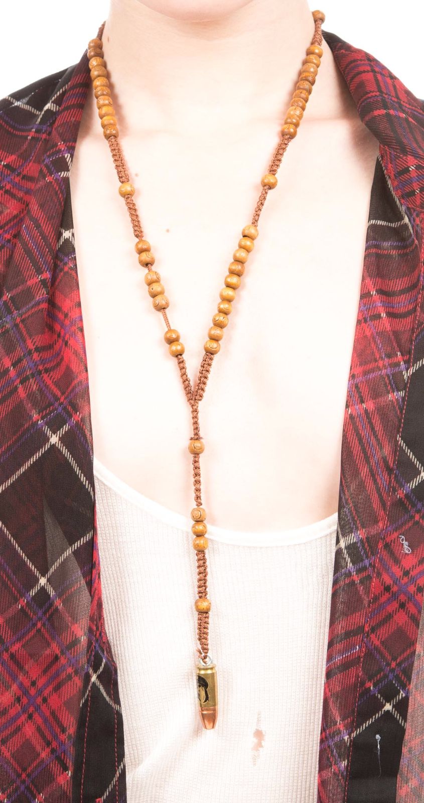 Bullet Rosary Necklace - Light Brown