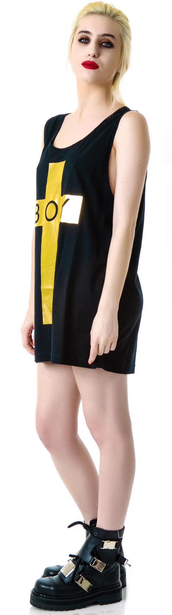 x BOY London Boy Cross Oversized Tank - Black