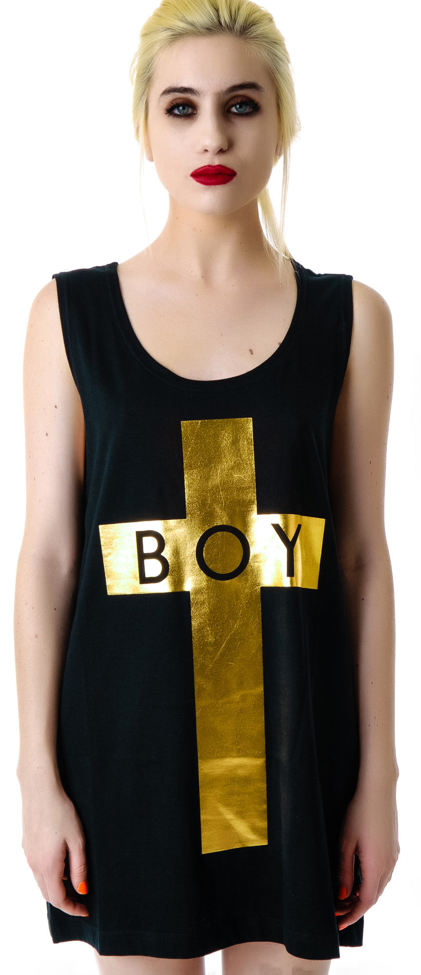 x BOY London Boy Cross Oversized Tank - Silver