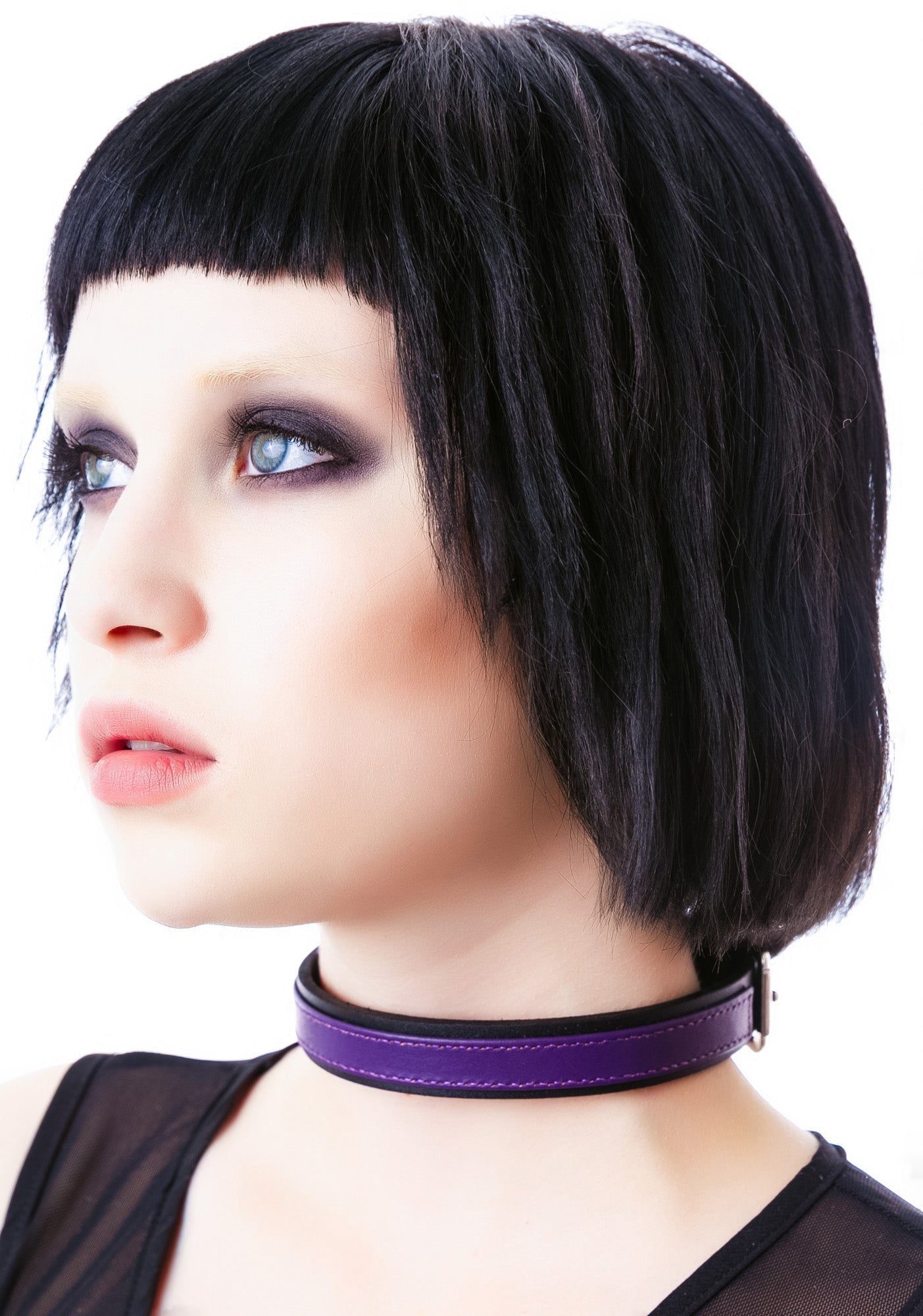 Strap Tease Leather Choker - Purple