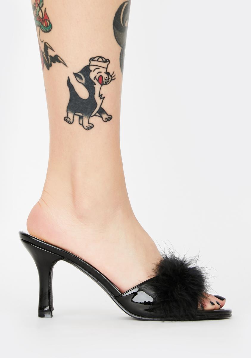Sasha Marabou Kitten Heels - Black