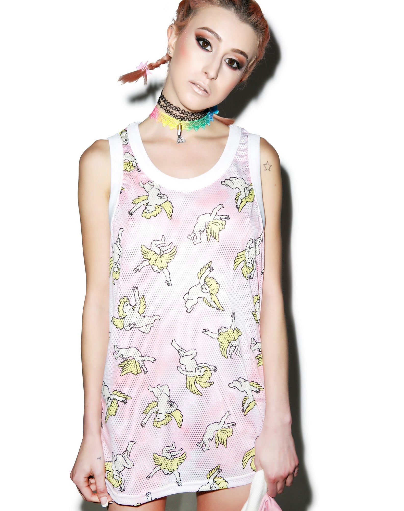 Risen Sky Mesh Tank - Light Blue