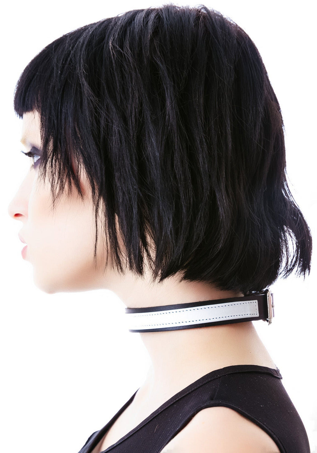 Strap Tease Leather Choker - Black