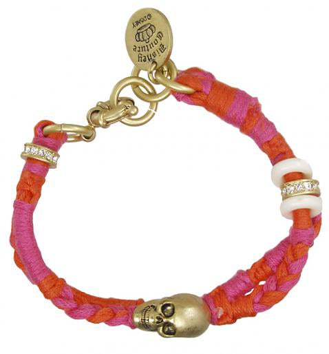Disney Couture Pirates of the Caribbean Braided Skull Bracelet - Pink