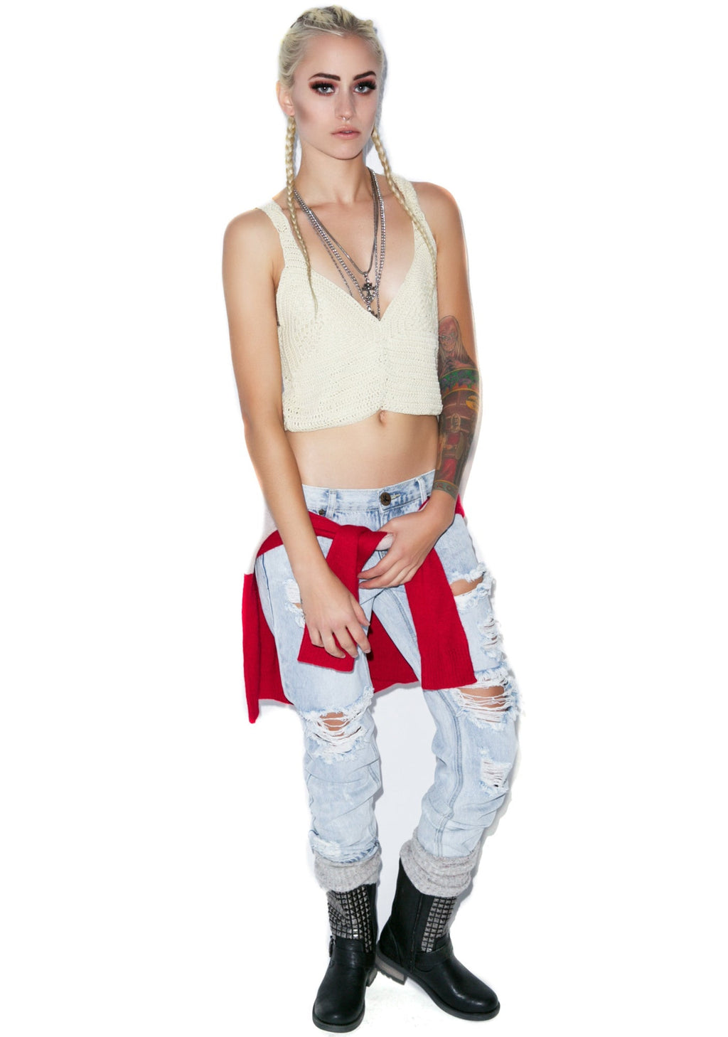 Mellow Out Crochet Crop Top - Light Brown