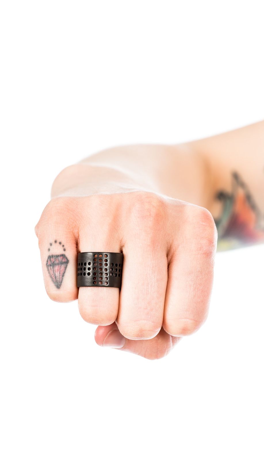 Perforated Cross Ring - Black