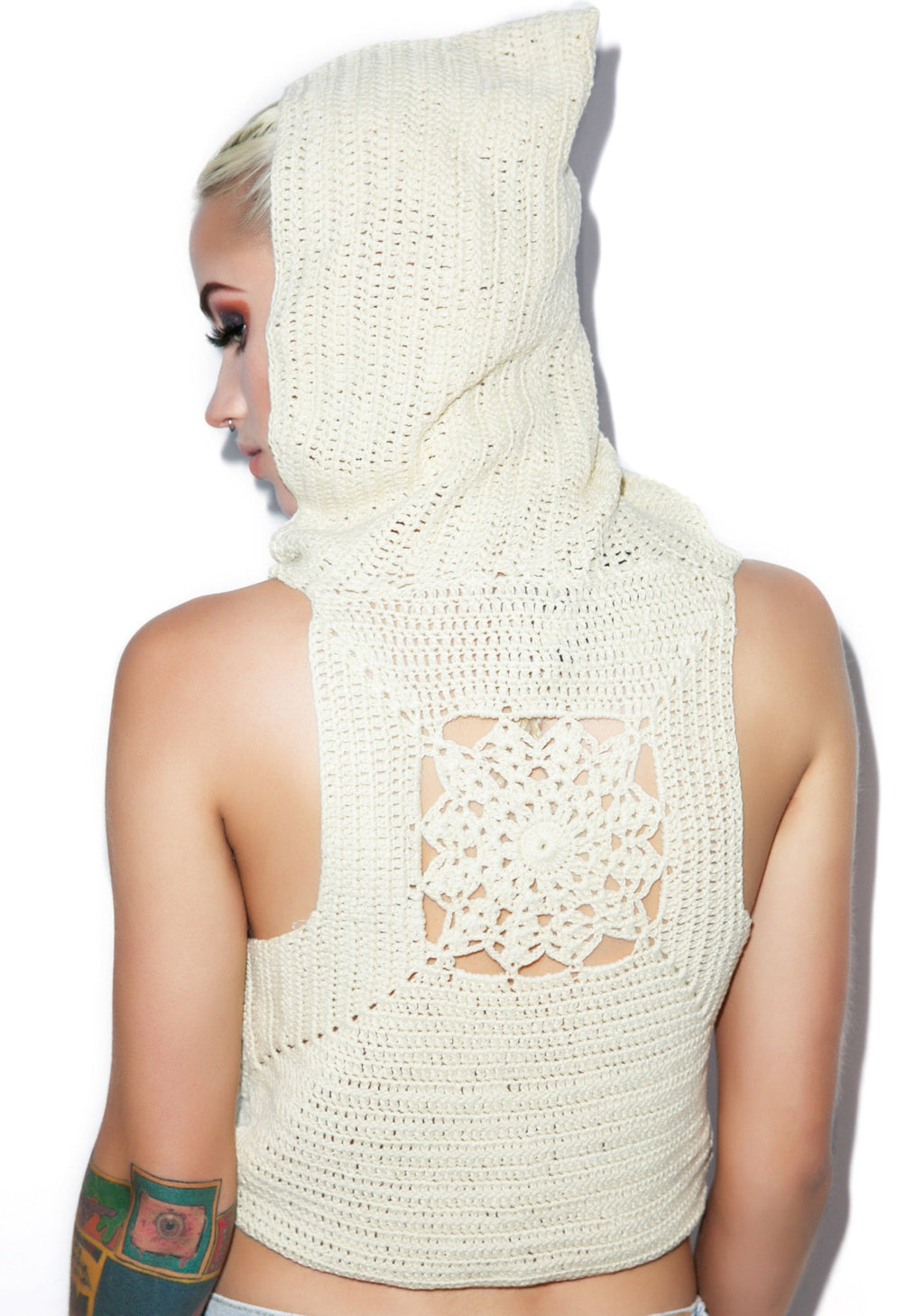 Mellow Out Crochet Crop Top - Light Brown