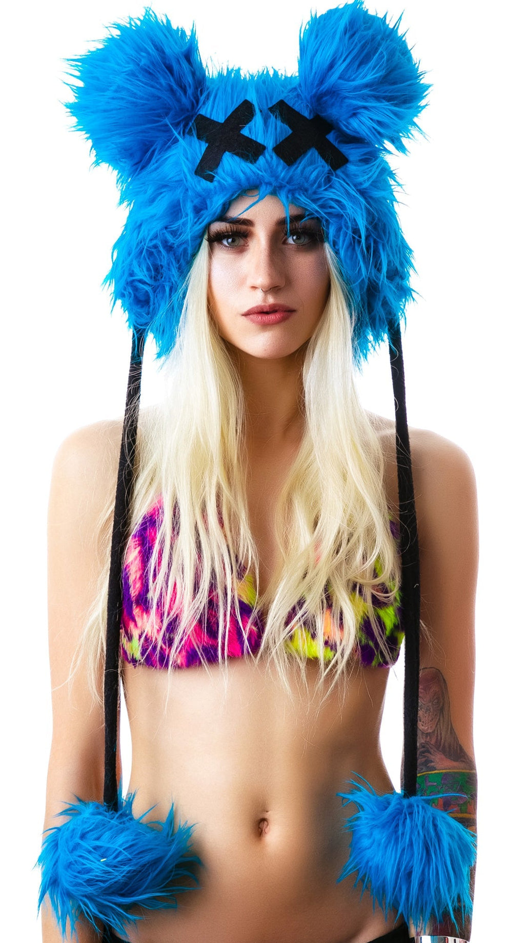 Dead Mouse Furry Hood - Light Blue