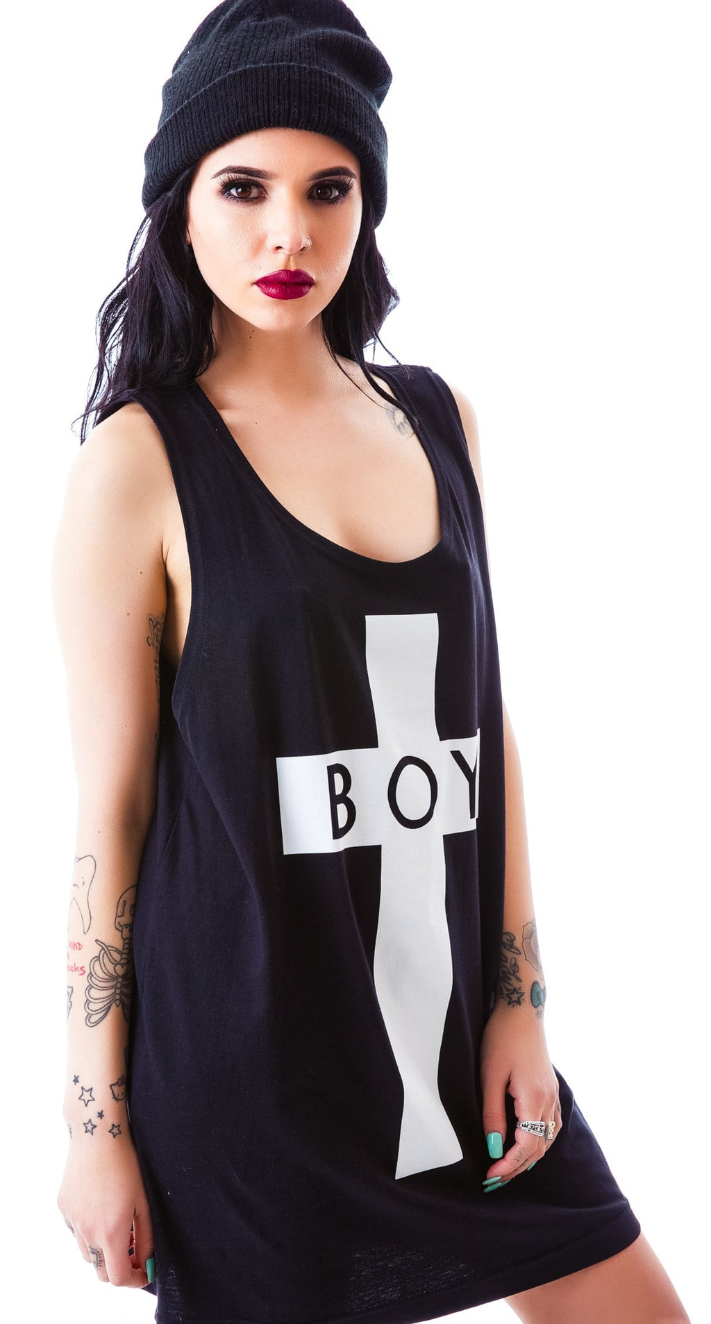x BOY London Boy Cross Oversized Tank - Black