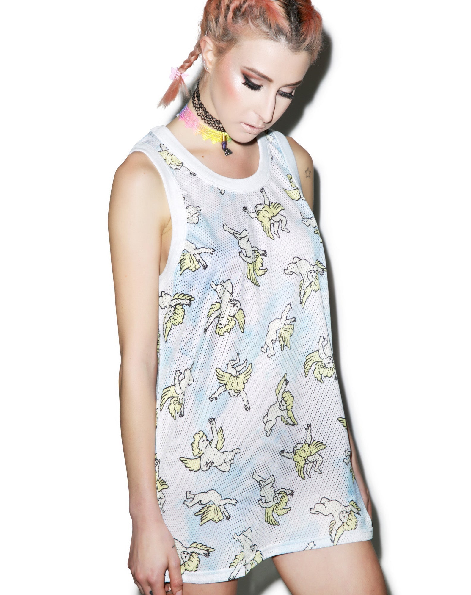 Risen Sky Mesh Tank - Light Blue