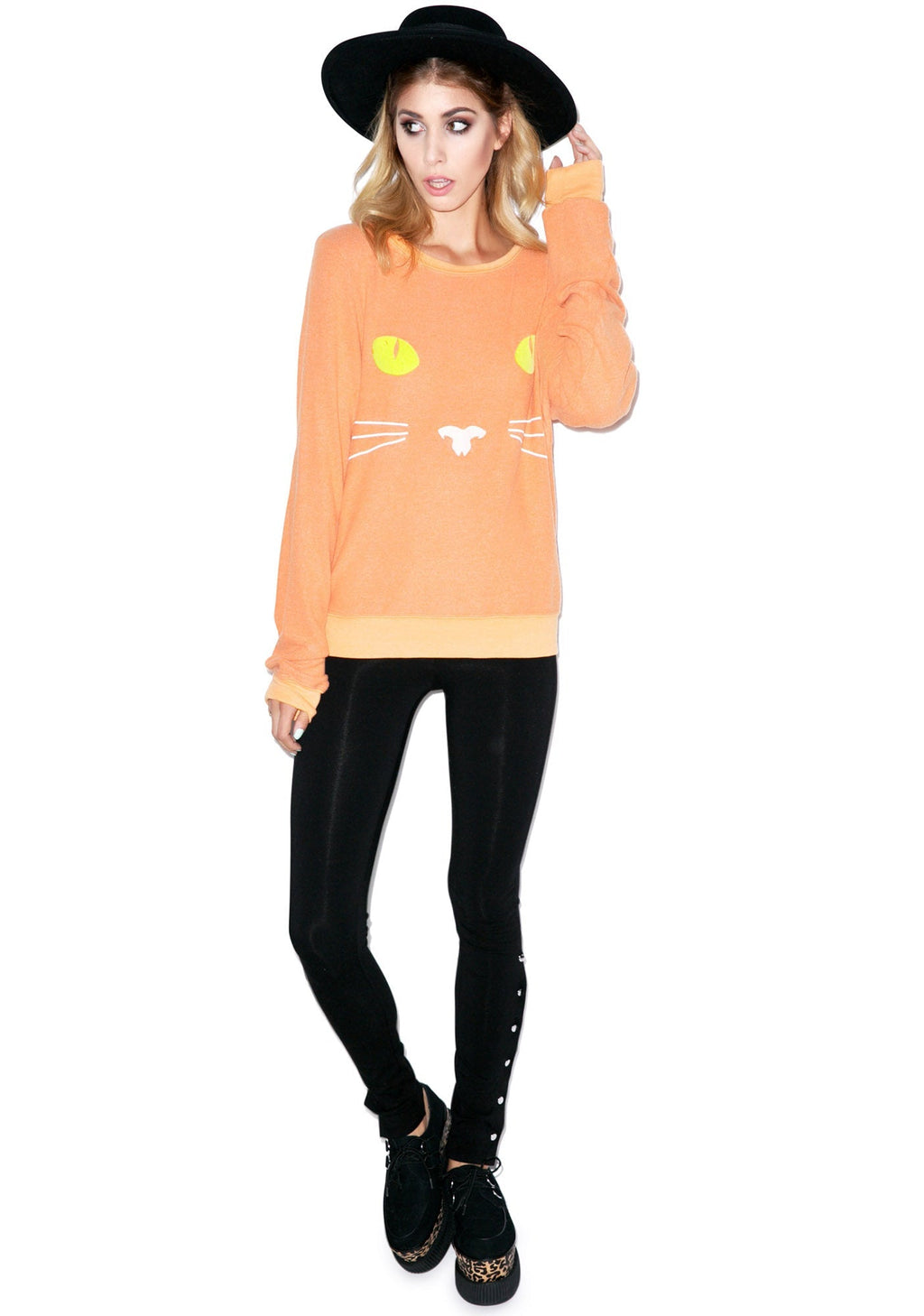 Black Cat Baggy Beach Jumper - Orange