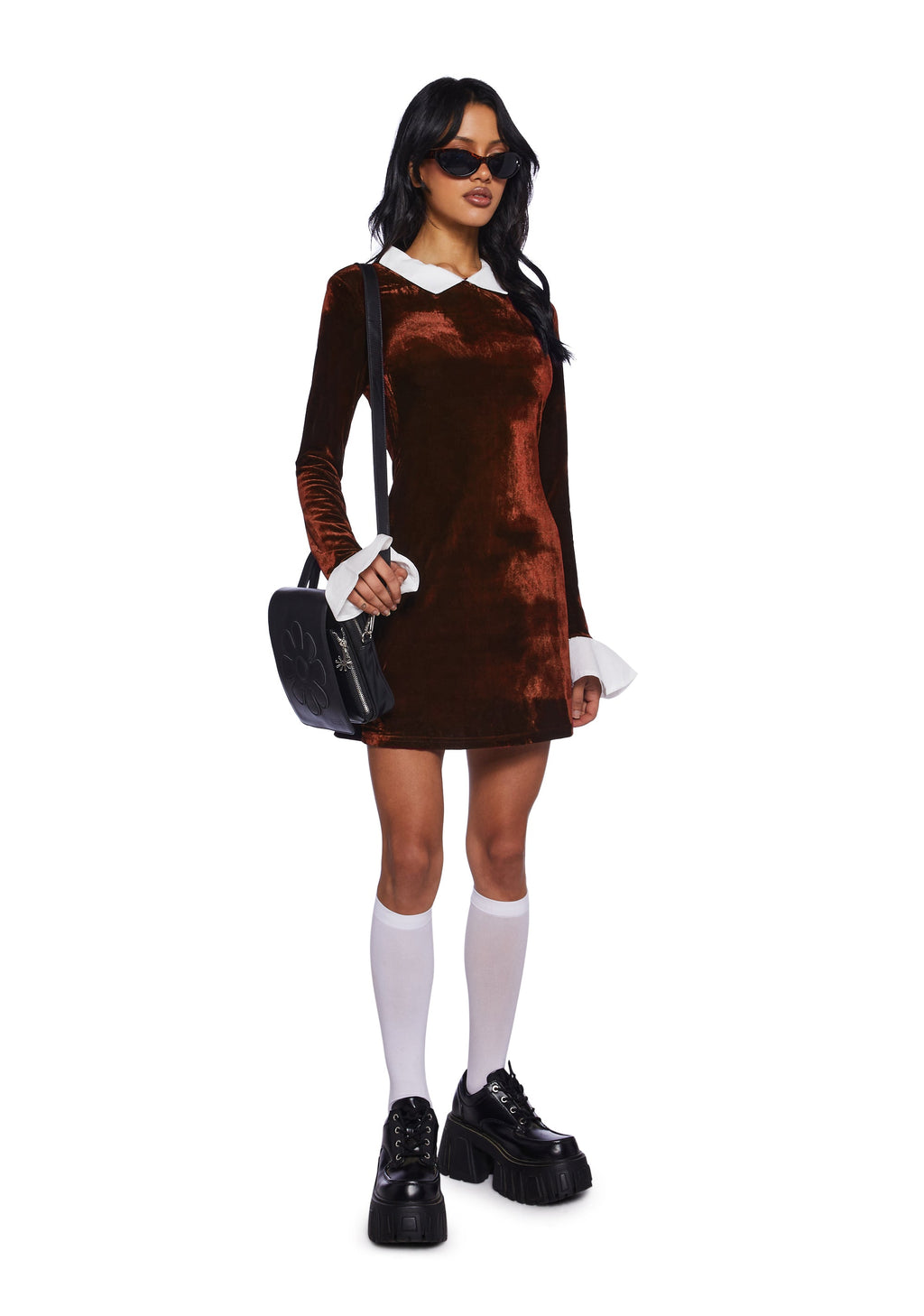 Macchiato Sessions Velvet Dress - Brown