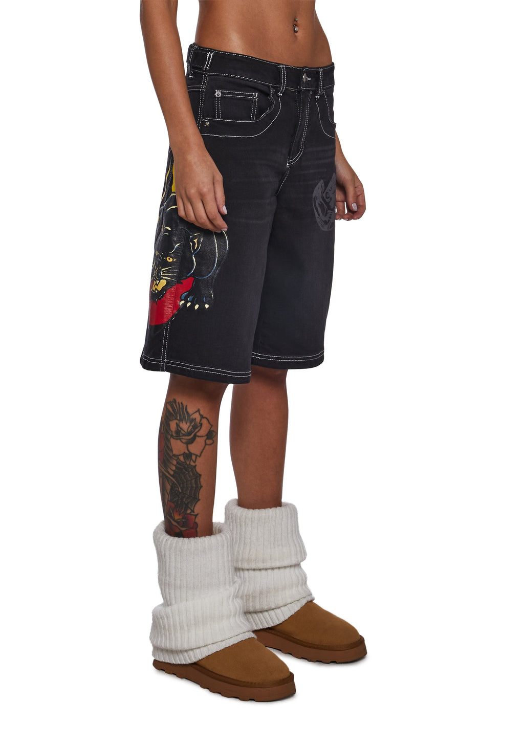 Panther Heart Denim Jorts