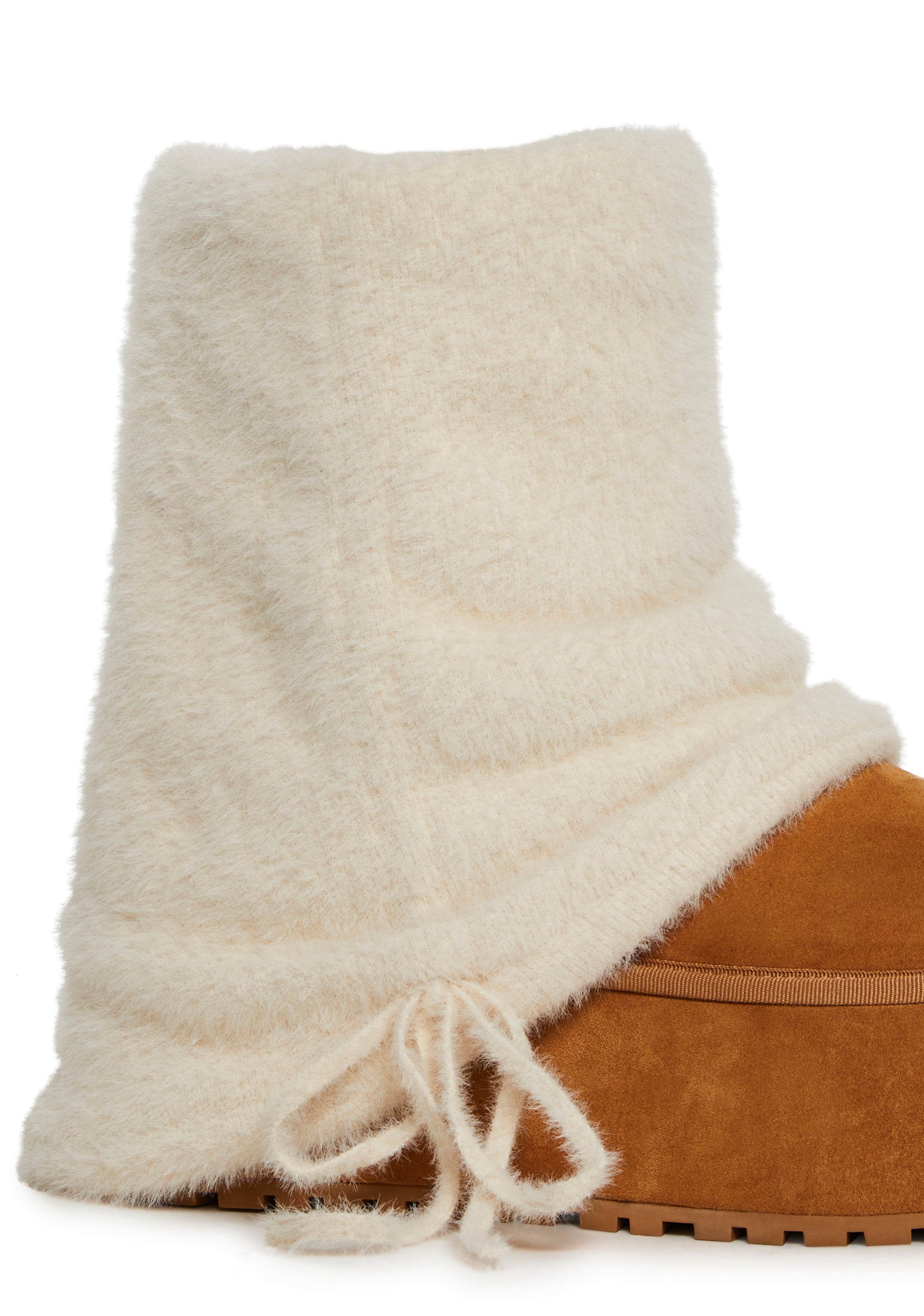 Snuggle Sesh Platform Booties - Off White