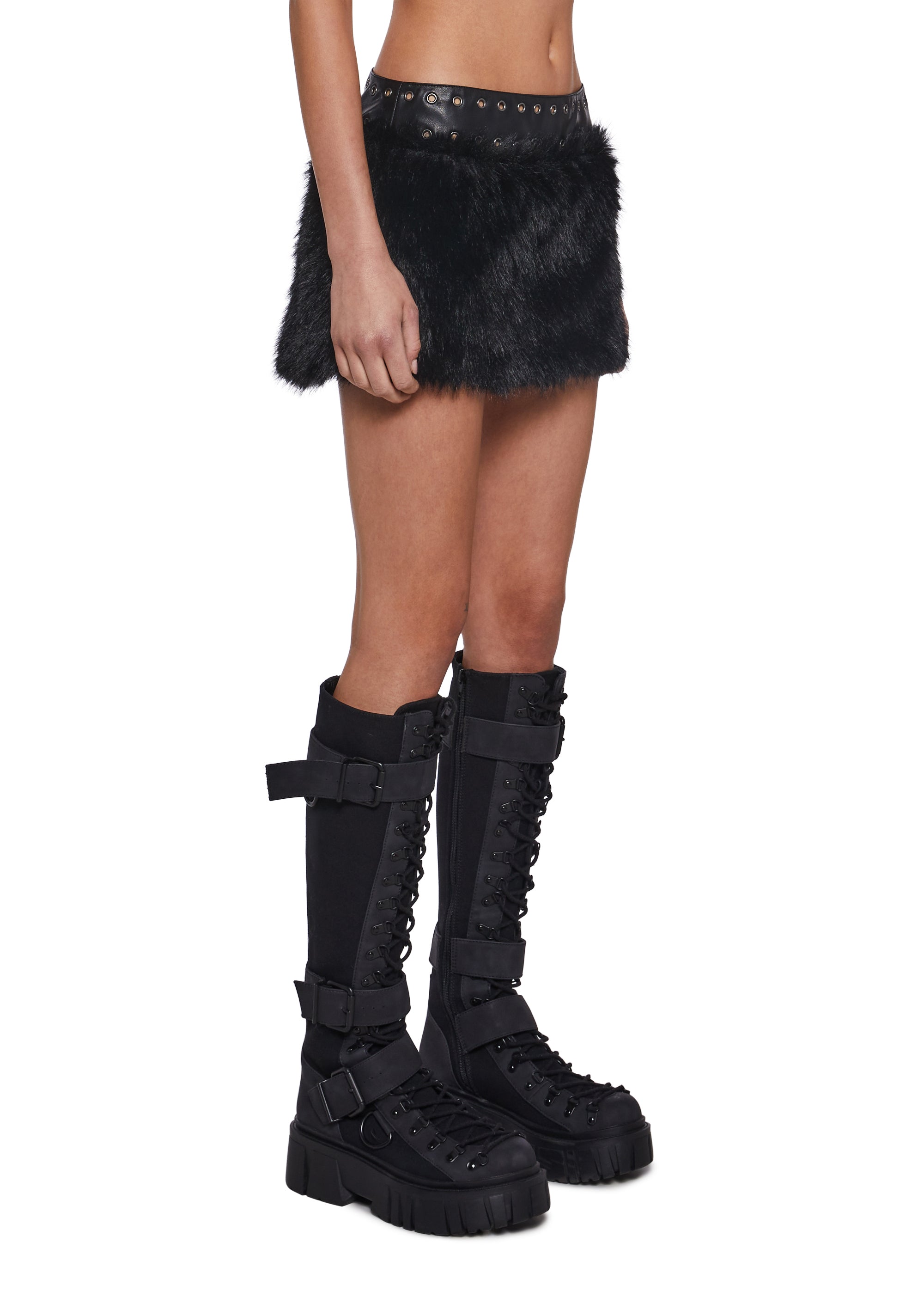 Rave Away Faux Fur Mini Skirt