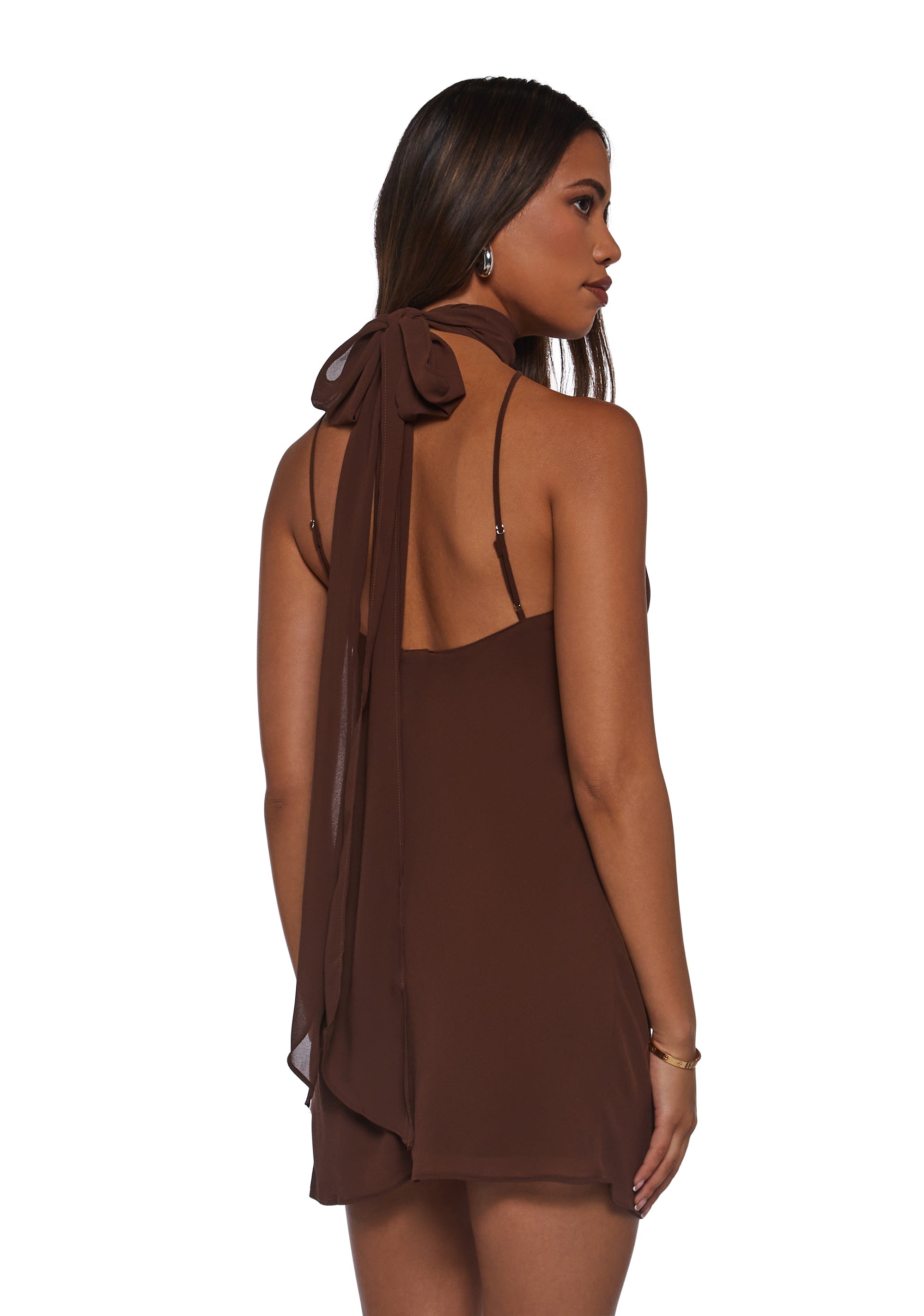 Latest Nightspot Halter Dress - Brown