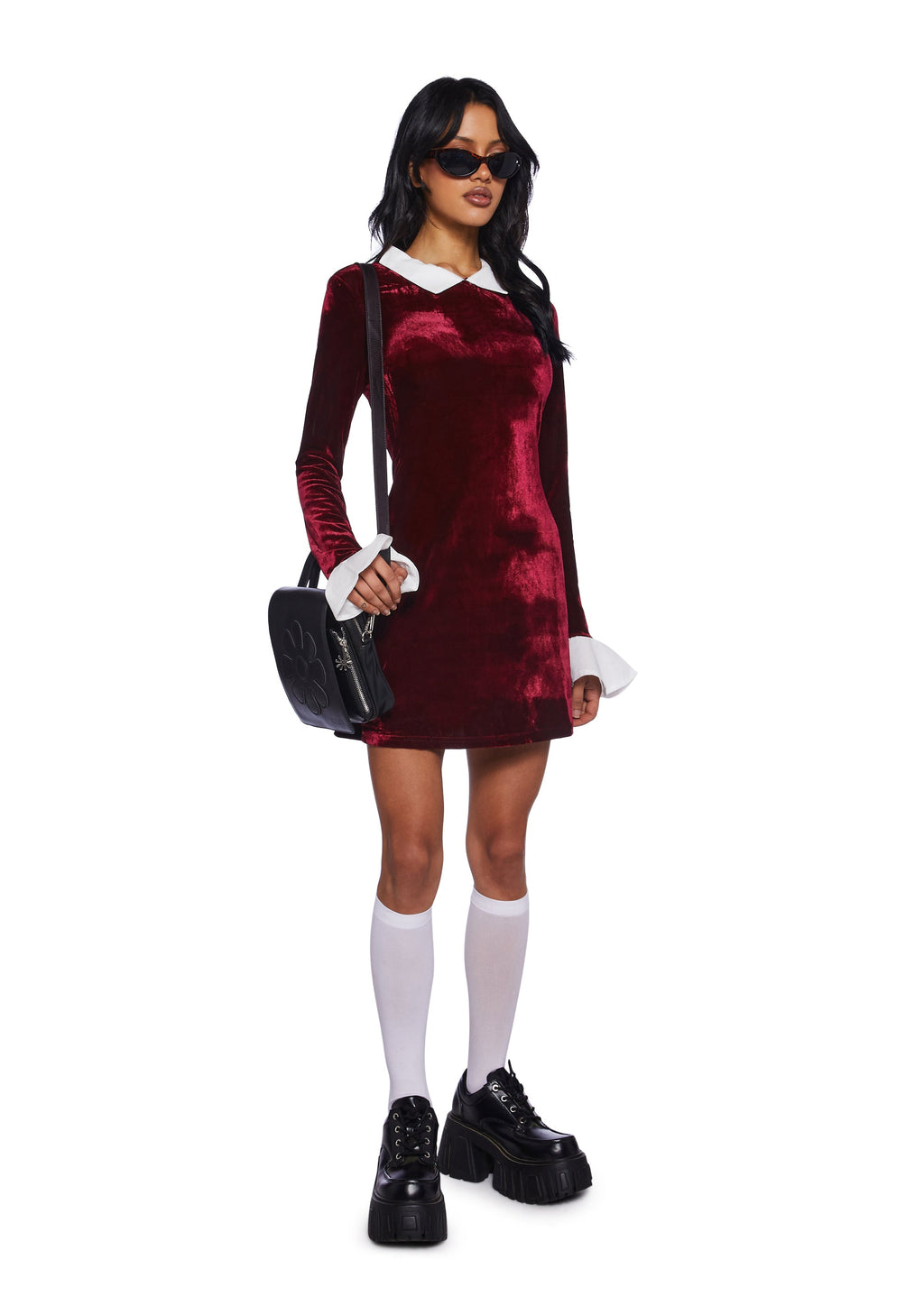 Macchiato Sessions Velvet Dress - Red