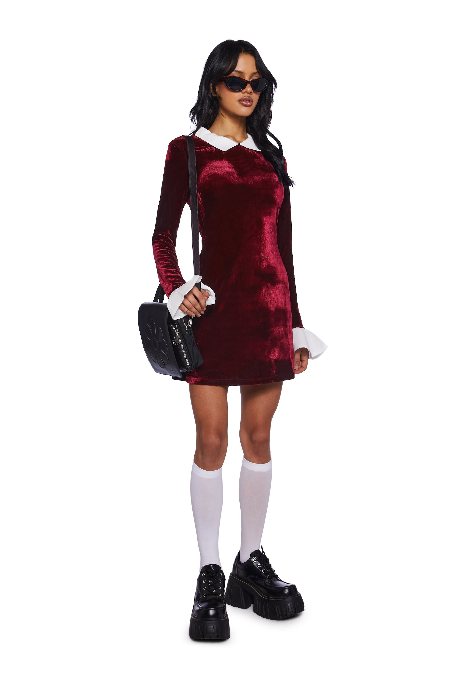 Macchiato Sessions Velvet Dress - Red