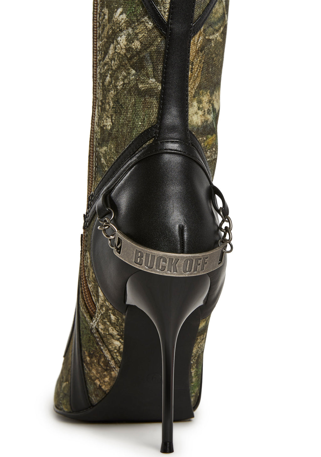 Camo Lace Up Heeled Boots