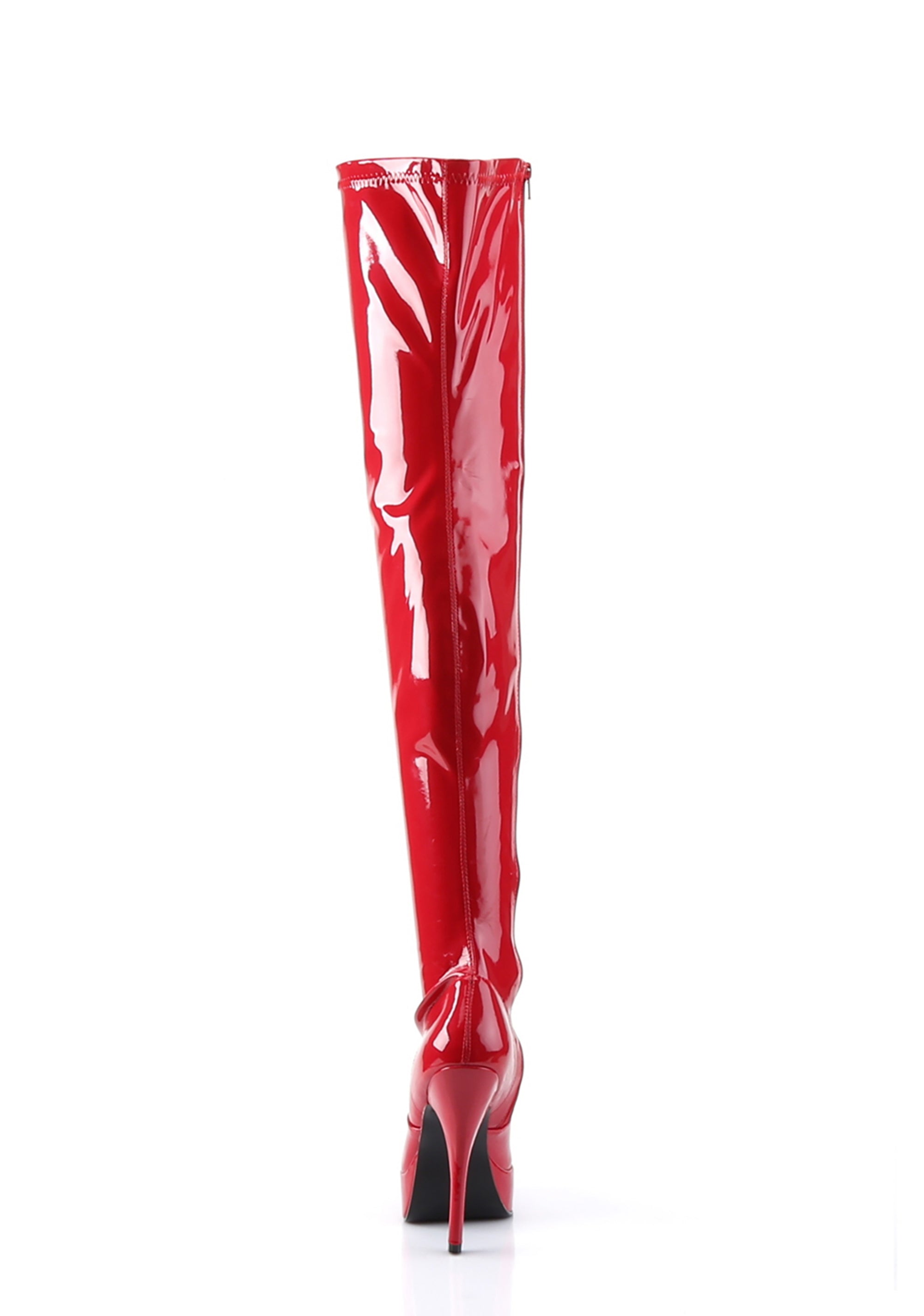 Indulge-3000 Stretch Thigh High Boots - Red