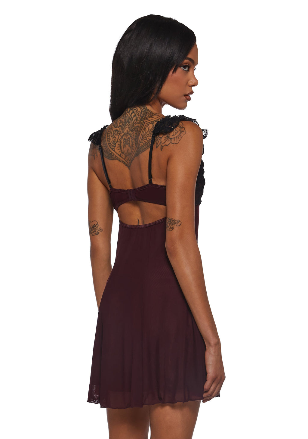 Double Date Mini Dress - Dark Red