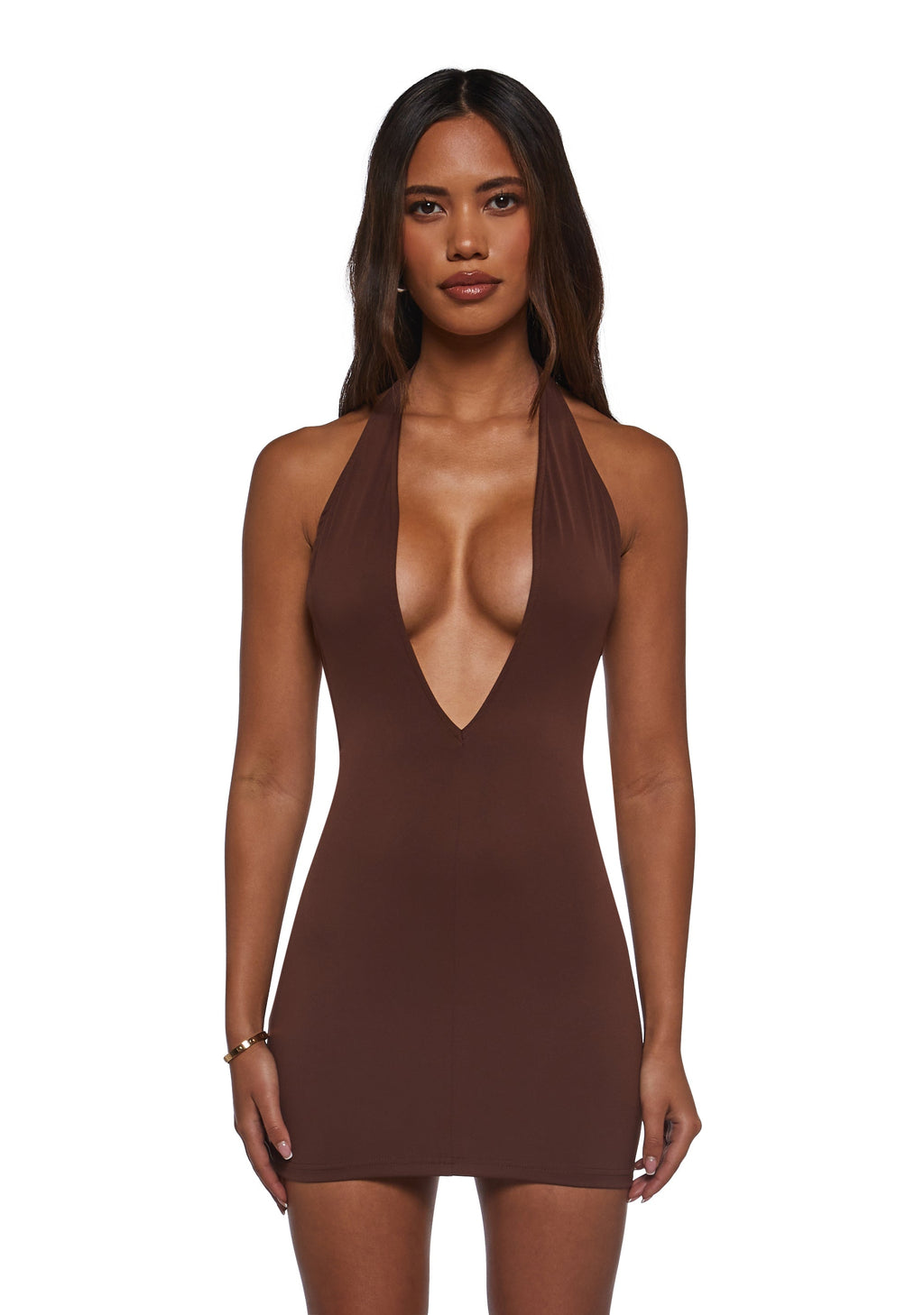 Solana Bodycon Mini Dress - Brown